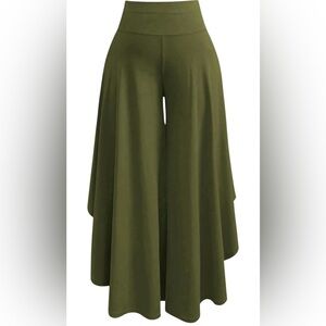 Olive Green Wide-Leg Plus Size Pants